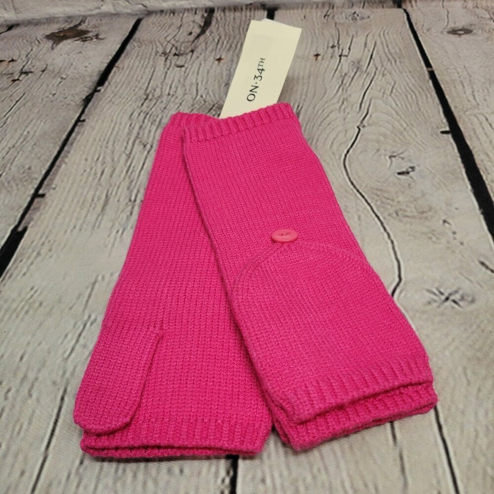 On 34th Women's Ribbed Pop-Top Gloves- Pink